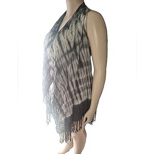 Vocal Black and White Tie-Dye Studded Vest M